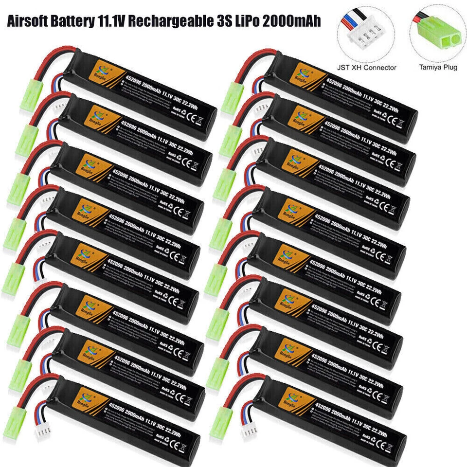 11.1V 2000mAh 30C Airsoft LiPo Battery with Mini Tamiya plug for AK47 AEG Rifle - Image 3 of 4