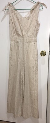 Level Eight Jumpsuit Yellow Tan Gingham Size XS 100% Cotton With Pockets Romper