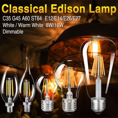Innenraum Leuchtmittel Mobel Wohnen E14 E27 Dimmbare Led Filament Lampen Cob Edison Kerzen Leuchte Gluhbirne 8 16w Patronlarinensesindeyiz Org