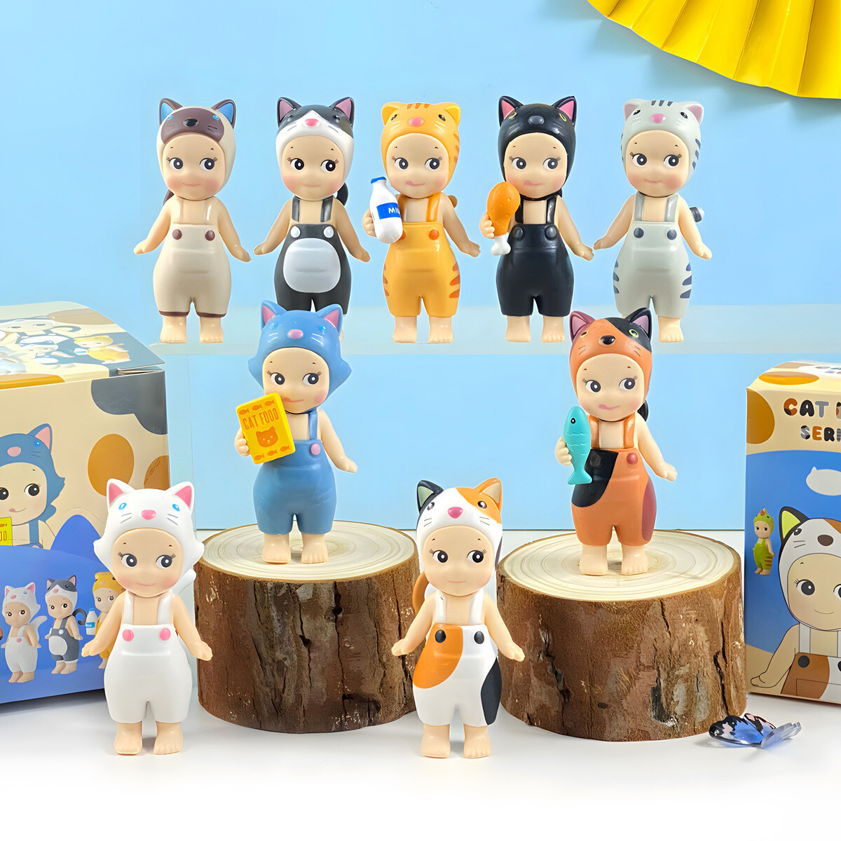 9pcs/set Sonny Angel Cat Life Series Mini PVC Figure Blind Box