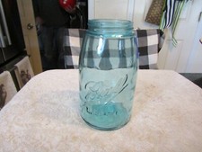 Vintage #0 Quart Aqua Blue Ball Mason Canning Jar 2 Mold Lines Bubbles #6
