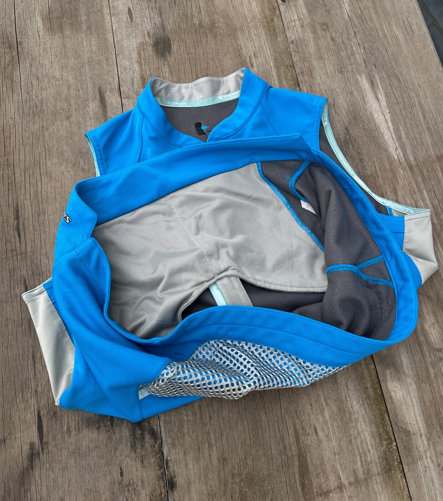 Raro Gilet Archivio SALOMON Windstopper Tecnico Gorpcore Y2K Blu Taglia L