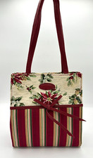 Longaberger Holiday Gift ToteBag Holiday Stripe Holiday Botanical 23540 EUC Y2K