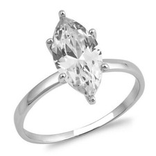 1Ct Marquise Cut Simulated Diamond Classic Proposal Ring 14K White Gold Plated