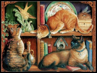 Chart Needlework Crafts DIY - Counted Cross Stitch Patterns - Cat Shelf