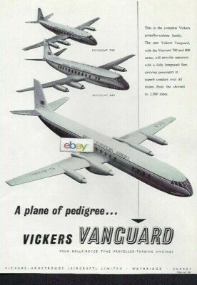 BEA BRITISH EUROPEAN AIRWAYS 1956 VICKERS VISCOUNT 800 & 700 & VANGUARD AD