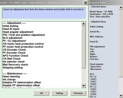 Epson Service Program Sure Color SC-P600 service program +service manual