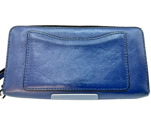 MARC JACOBS Leather Long Wallet BLUE T1639-6 - Picture 1 of 21