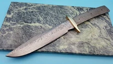 Fighter Damascus Blade Blank Fixed Knife Making Full Tang Brass Guard Length 12"