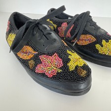 Vtg 90s Colorwerks BEADED SNEAKERS Leaf Fall Leaves Autumn Acorn 1990s Shoes 9