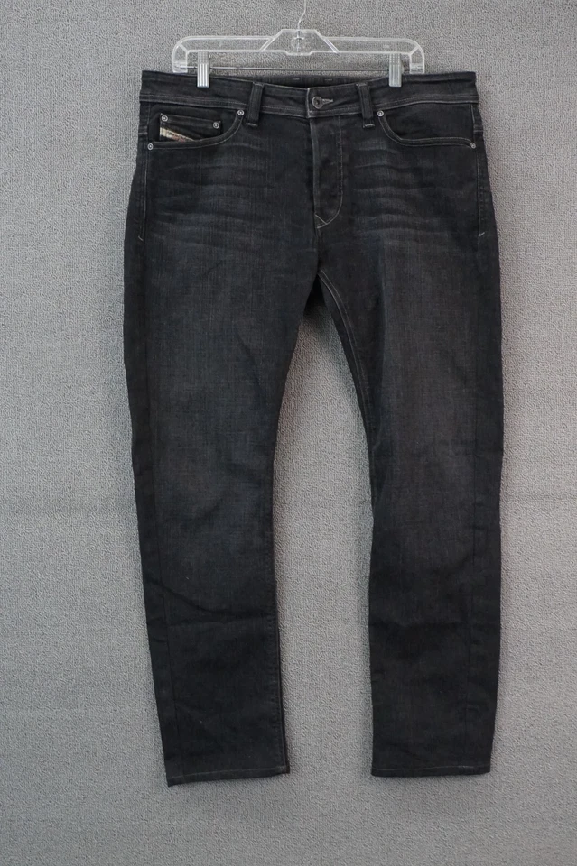 Jeans Diesel Para Hombre 33x32 Negro Viker Regular Recto 5 Bolsillos Botón Mosca EE. UU. Foto 2 de 4