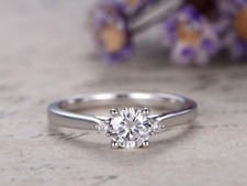 0.54 Ct Round Lab Created Diamond Engagement Wedding Ring 14K Solid White Gold