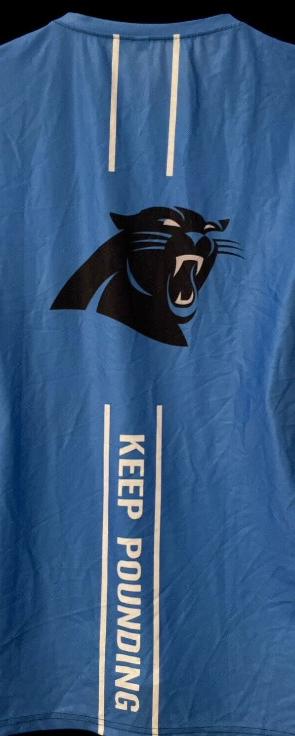 Carolina Panthers Mens T Shirt 3D Performance Size L Blue Taped Neck