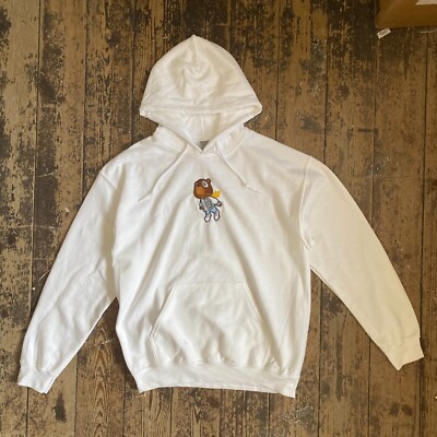 Actual Fact Kanye Flying Bear Embroidered White Hoodie Kapuzenpullover