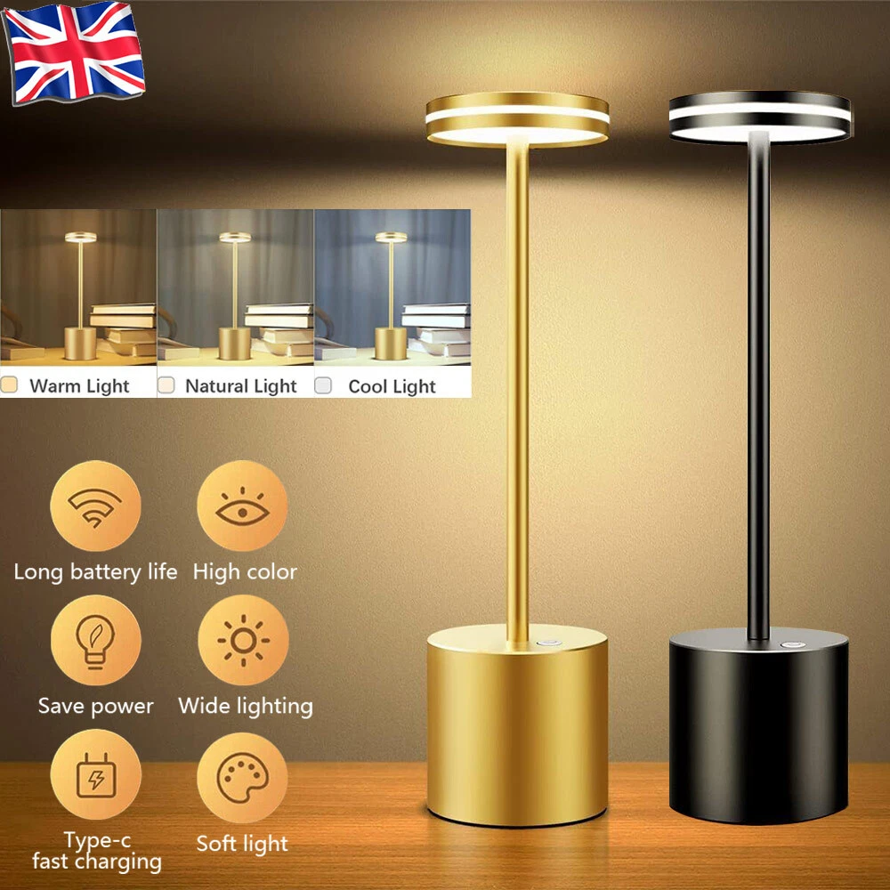 Cordless Table Lamp Bedside Touch LED Desk Lamp Restaurant Bar Night Light UK