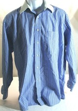 Tommy Hilfiger Mens L/S Large 16 1/2 32-33 Blue Striped Dress Shirt