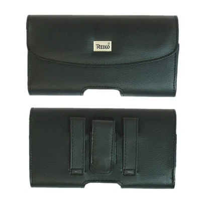 REIKO Horizontal Leather Case Pouch Clip Belt Loops Side Holster for Cell Phones - Image 1 of 2