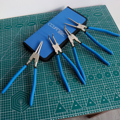 Sprengringzangen Set 4-tlg. Mit 300 Sicherungsringen - Innen & Außen Zangen Für Profis