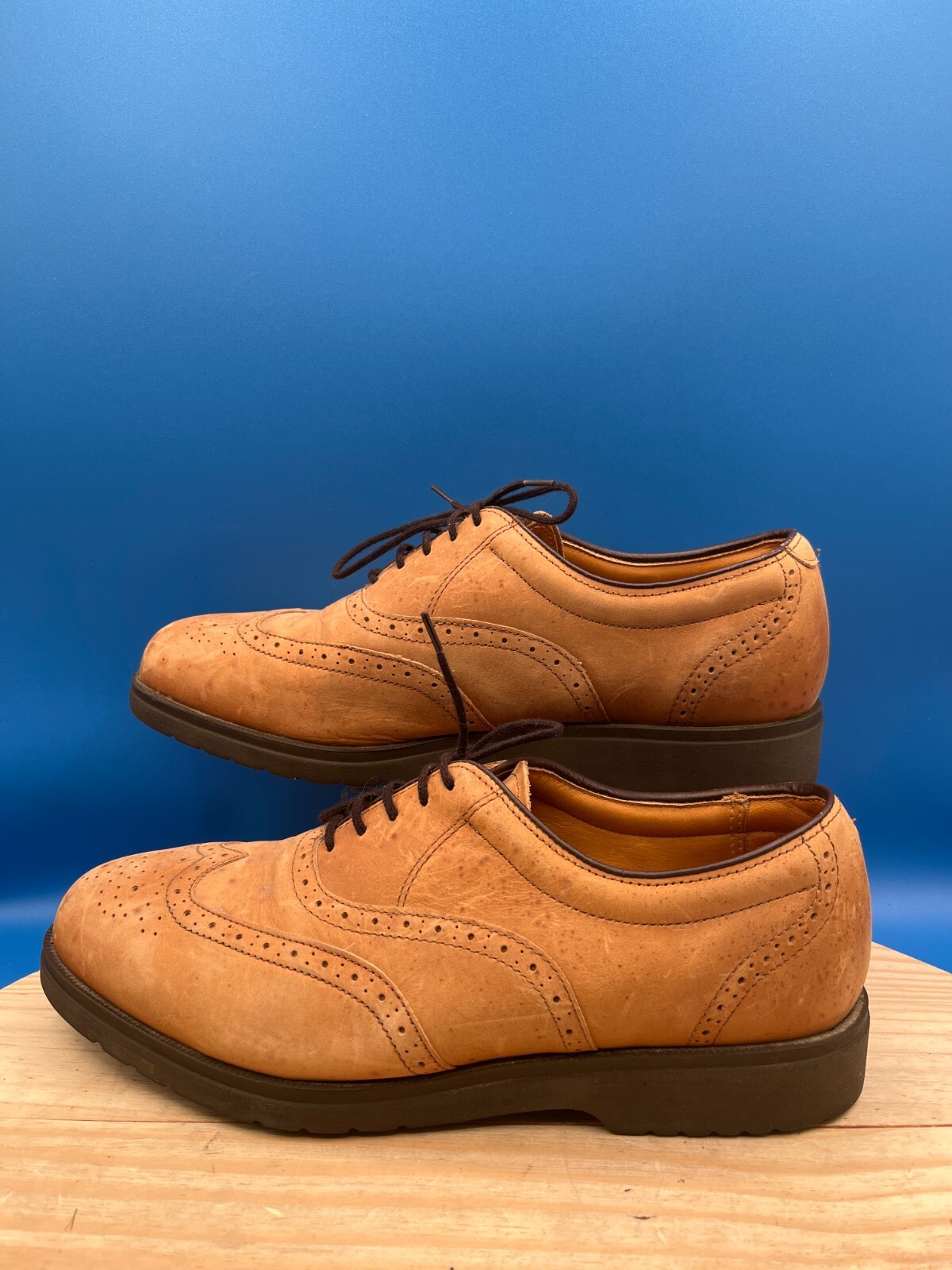 SAOLA Scarpa Oxford Eddie Bauer 040255 uomo taglia 9M pelle marrone stringata impermeabile