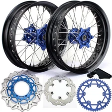 For Yamaha Supermoto 17"x3.5/4.25 Wheels Discs Sprocket Kit YZ250F YZ450F 14-20