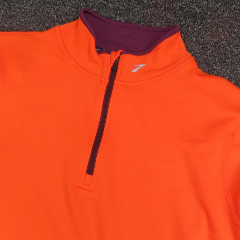 Brooks Pullover Mujer XL Naranja 1/4 Cremallera Correr Manga Larga Equilibrio Top Foto 2 de 4