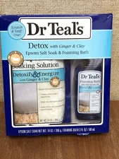 New Dr Teals Detoxify & Energize w/ Ginger / Clay Foaming Bath & Epsom Salt Soak