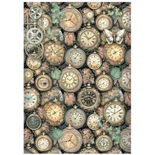 Stamperia Carta Di Riso A4 Pattern Orologi Gardens of Time Découpage