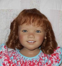 Playhouse YVETTE Doll Wig Human Hair SZ 14/15 AUBURN Mid-Length Loose Curls NWT