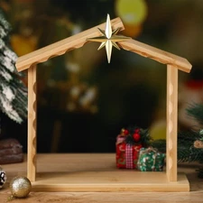 Wesiti Nativity Stable Manger Christmas Manger Shed Scene Wooden Stable Crech...