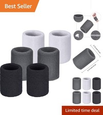 Pack of 6 Sports Wrist Sweatbands - Absorbent  Comfortable for Every Workout