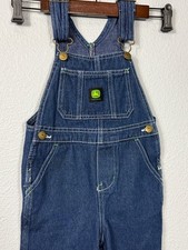 JOHN DEERE blue denim overalls size 4T Logo 100 Cotton Tractor Deer Farmer
