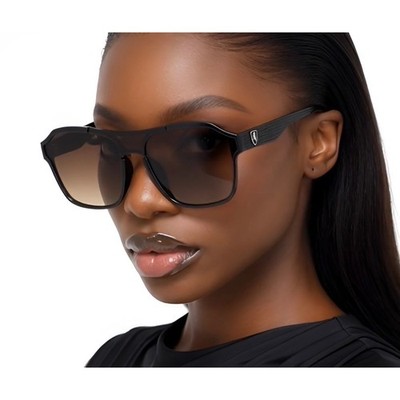 Women Brown Lens Lentes Square Sunglasses Shield Flat Top Style Fashion Shades