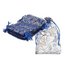 50Pcs Organza Bags 3.9x5.9 Inch Candy Bags Mesh Bag Jewelry Bag Blue-Gold