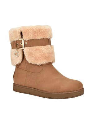 GBG Womens Brown Buckle Accent Round Toe Snow Boots 5.5