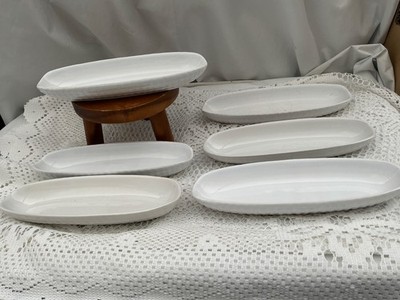Maiskolben Geschirr x 6 strukturiert weiß glasierte Keramik 21 cm lang x 3 cm hoch