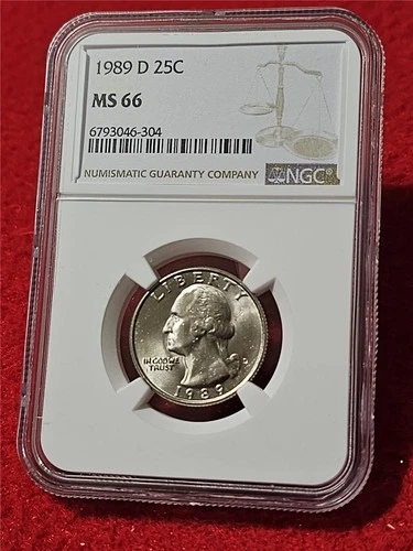 1989-D WASHINGTON QUARTER   NGC MS 66  UNCIRCULATED                     #T1412