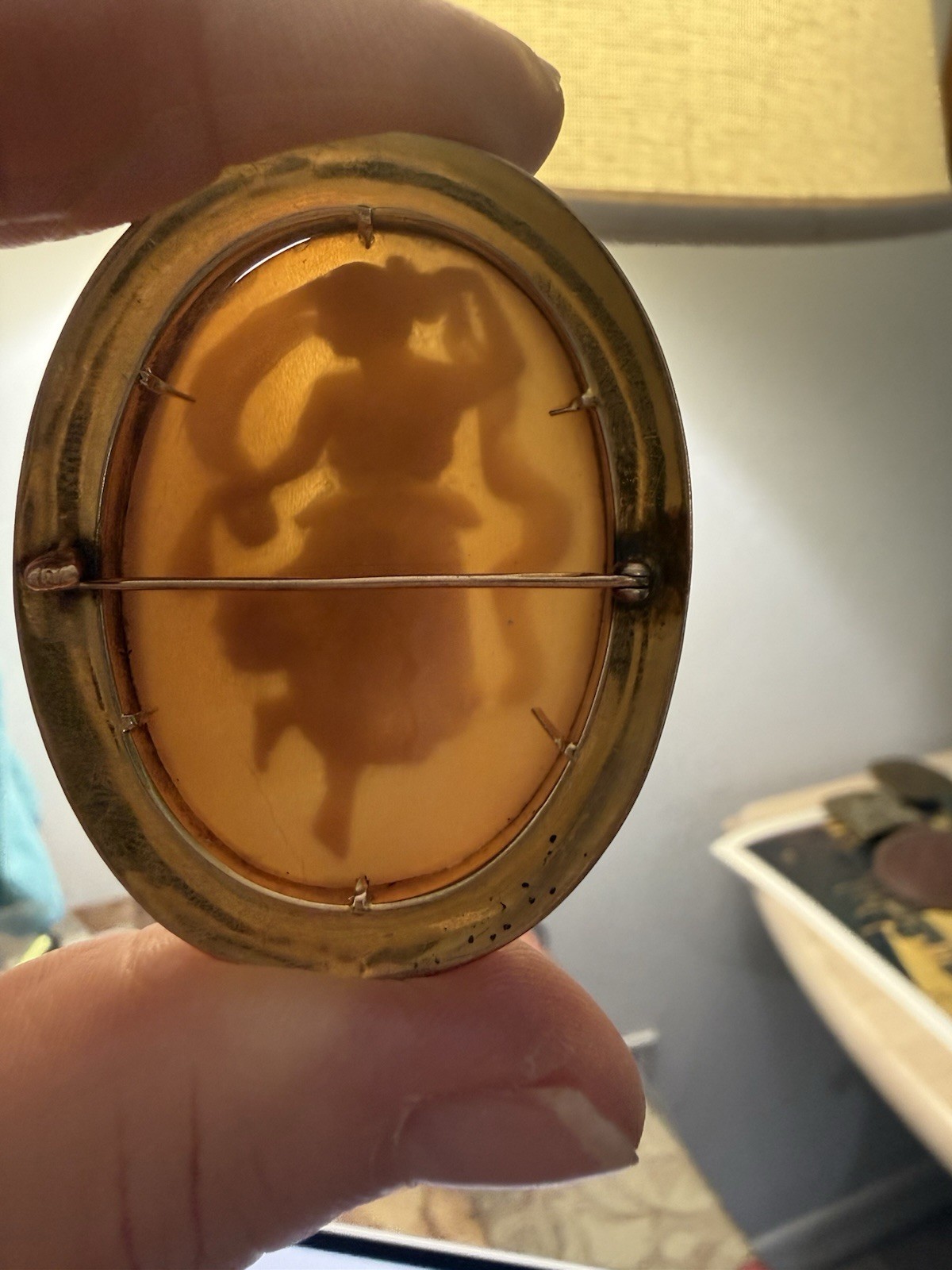Antique 10k Solid Gold Dancing Lady Shell Cameo - image 5