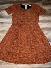 LuLaRoe Amelia Solid Burnt Orange Swirls Jacquard Pockets Zipper 2XL 22/24 20 2X