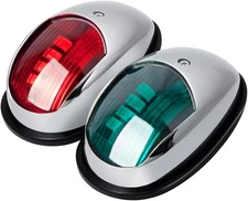 Obcursco Boat Navigation Lights, LED Red and Green Electroplate Silver 