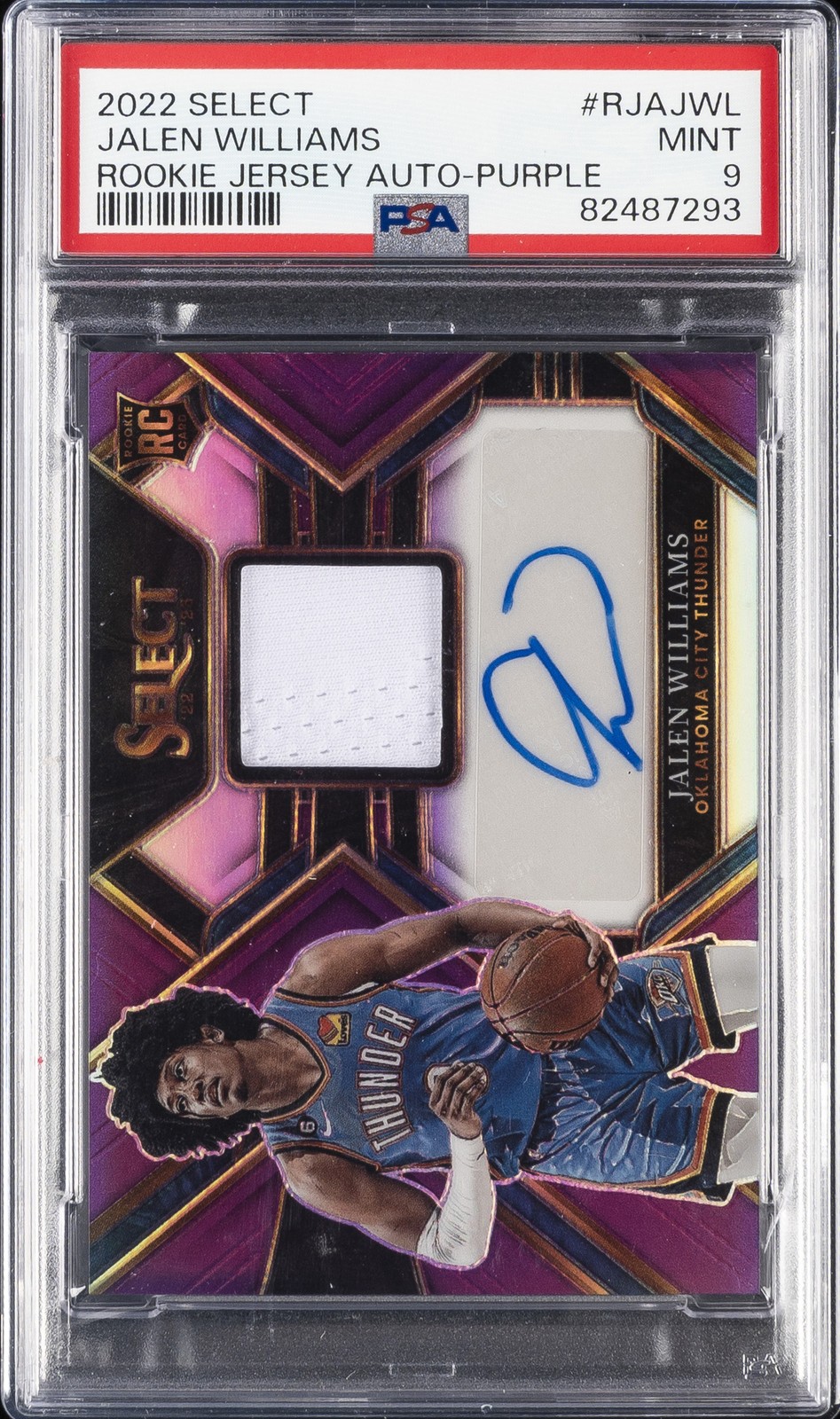 2022 PANINI SELECT ROOKIE PURPLE JALEN WILLIAMS RC AUTO JERSEY /99 PSA 9