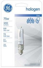 Ge Quartz Halogen Bulb 75 W 1050 Lumens T3 Candelabra Clear Carded