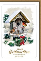 Weihnachten VöGelchen Im FutterhäUschen GlüCkwunschkarte Mit Umschlag