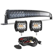 5D Curved 52Inch Led Light Bar 2X 4Inch Amber  White 6 Modes Strobe Flashing...
