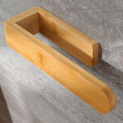 Towel Holder Self Adhesive Bamboo Towel Rack Decorative Natural Wooden Towel Rai