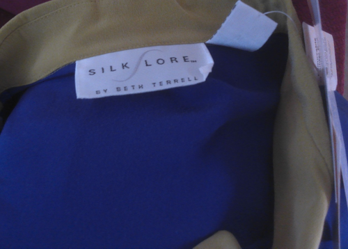 SILK LORE BY BETH TERRELL NWT 100% SILK PURPLE AND GREEN BLOUSE SIZE M BN313 - Picture 5 of 6