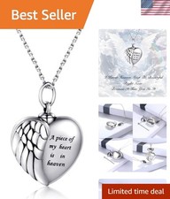Sterling Silver Angel Wing Heart Urn Pendant Necklace For Ashes - A piece of ...