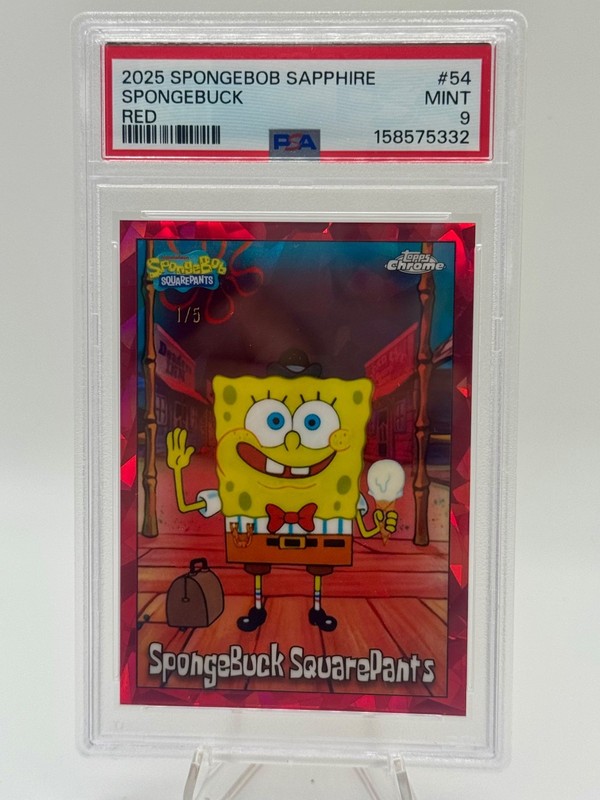 2025 Topps Chrome SpongeBob SpongeBuck Red Sapphire /5 #54 PSA 9 MINT