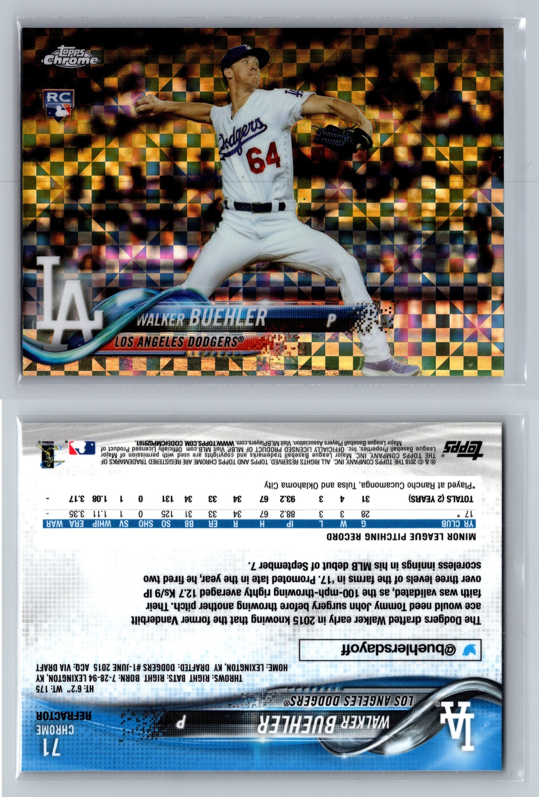 2018 Topps Chrome #71 Walker Buehler X-Fractor