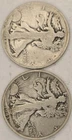 Lot of (2) Walking Liberty Silver Half Dollars - 1918-D & 1943-S 90% Silver Lot