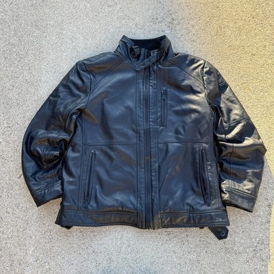 Vintage Karl Lagerfeld Black Men's Faux Leather Shearling Jacket Size XL/TG (O2)